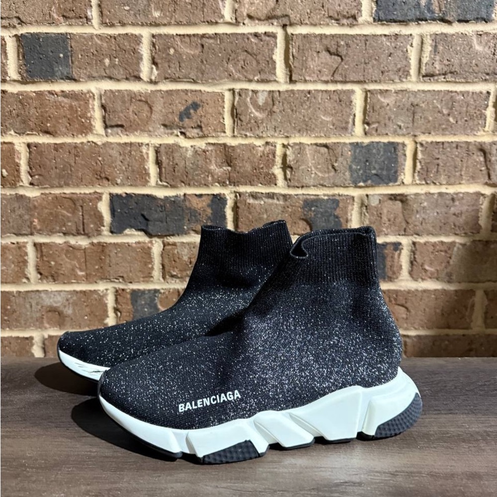 Balenciaga Black and White High-Top Sneakers